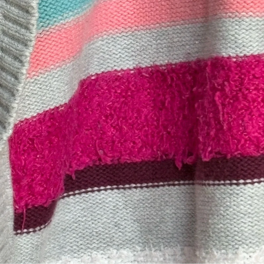 Gymboree Gray Striped Open Cardigan Sweater‎ Pink Teal M (7-8)